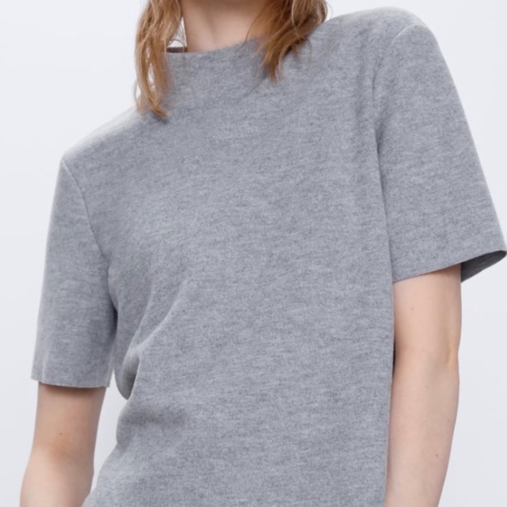 Autumn Mock Neck Zara Short Sleeve - Light Grey